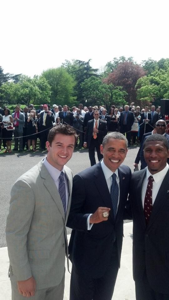 President Barack Obama wearing 2011 Alabama National Championship Ring