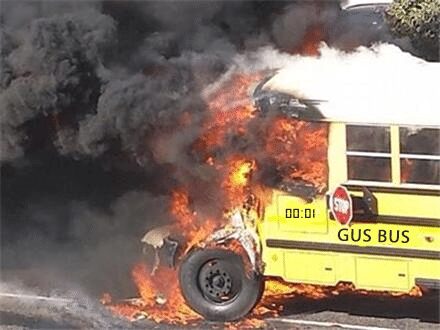 Gus Bus on fire