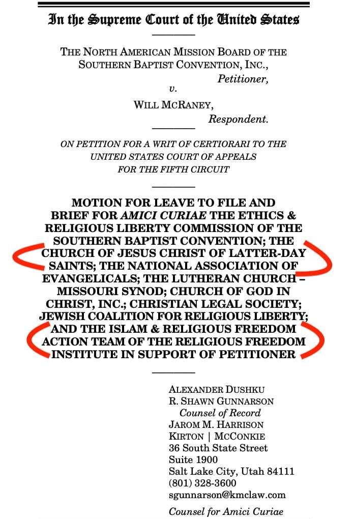 ERLC files amicus brief with Mormons and Muslims